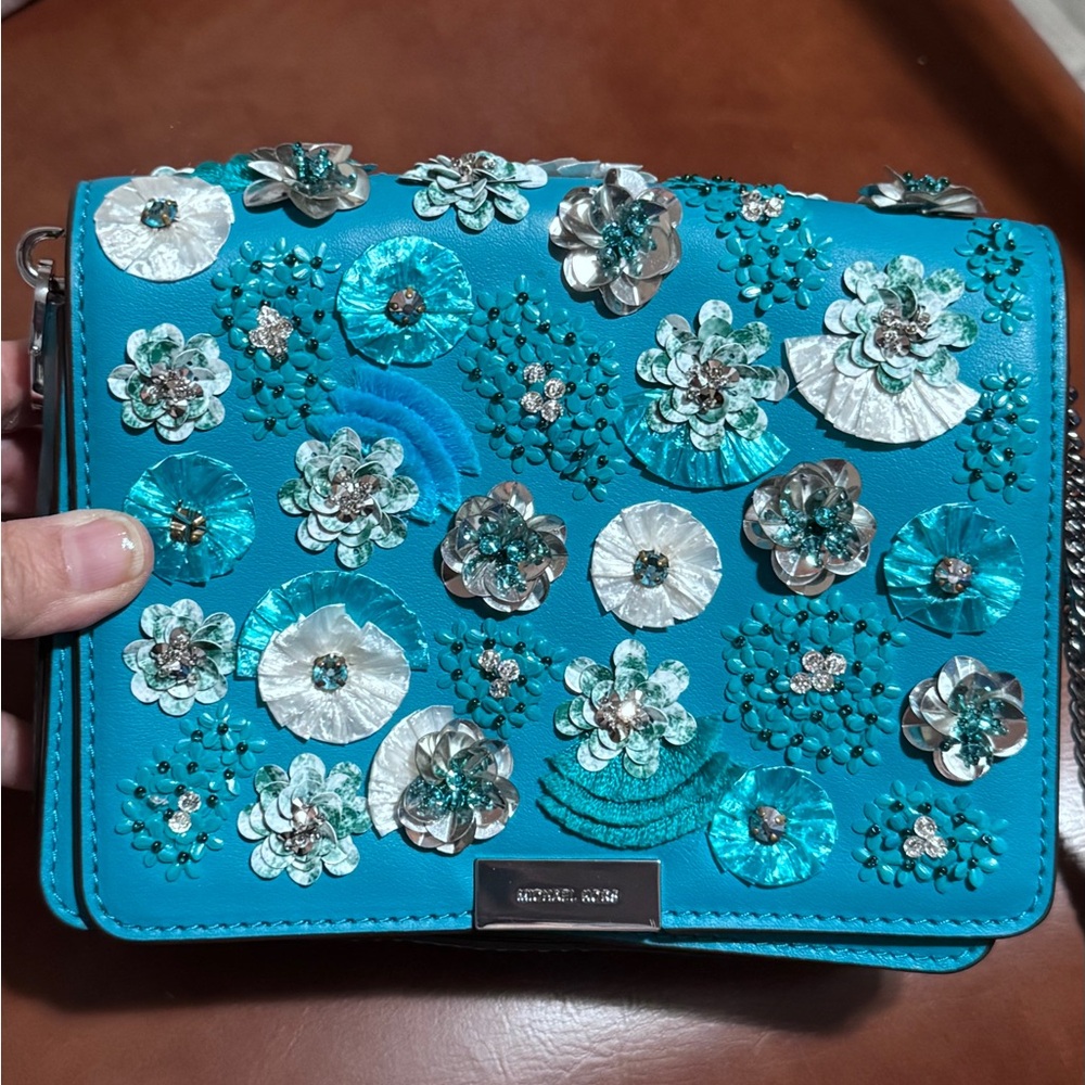 Michael Kors tealFloral Crossbody Bag